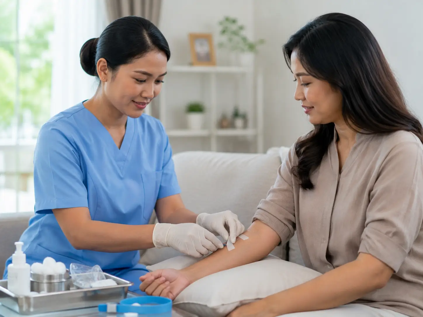 Tindakan medis dilakukan oleh tenaga medis di rumah pasien